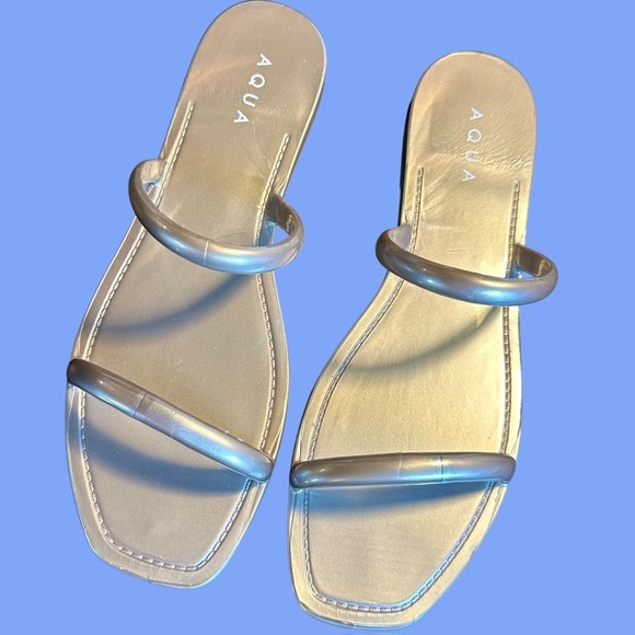 NWT Aqua Silver Metallic Slip-On Jelly Sandals in “Prata Metalized” Size 8 - Picture 2 of 13